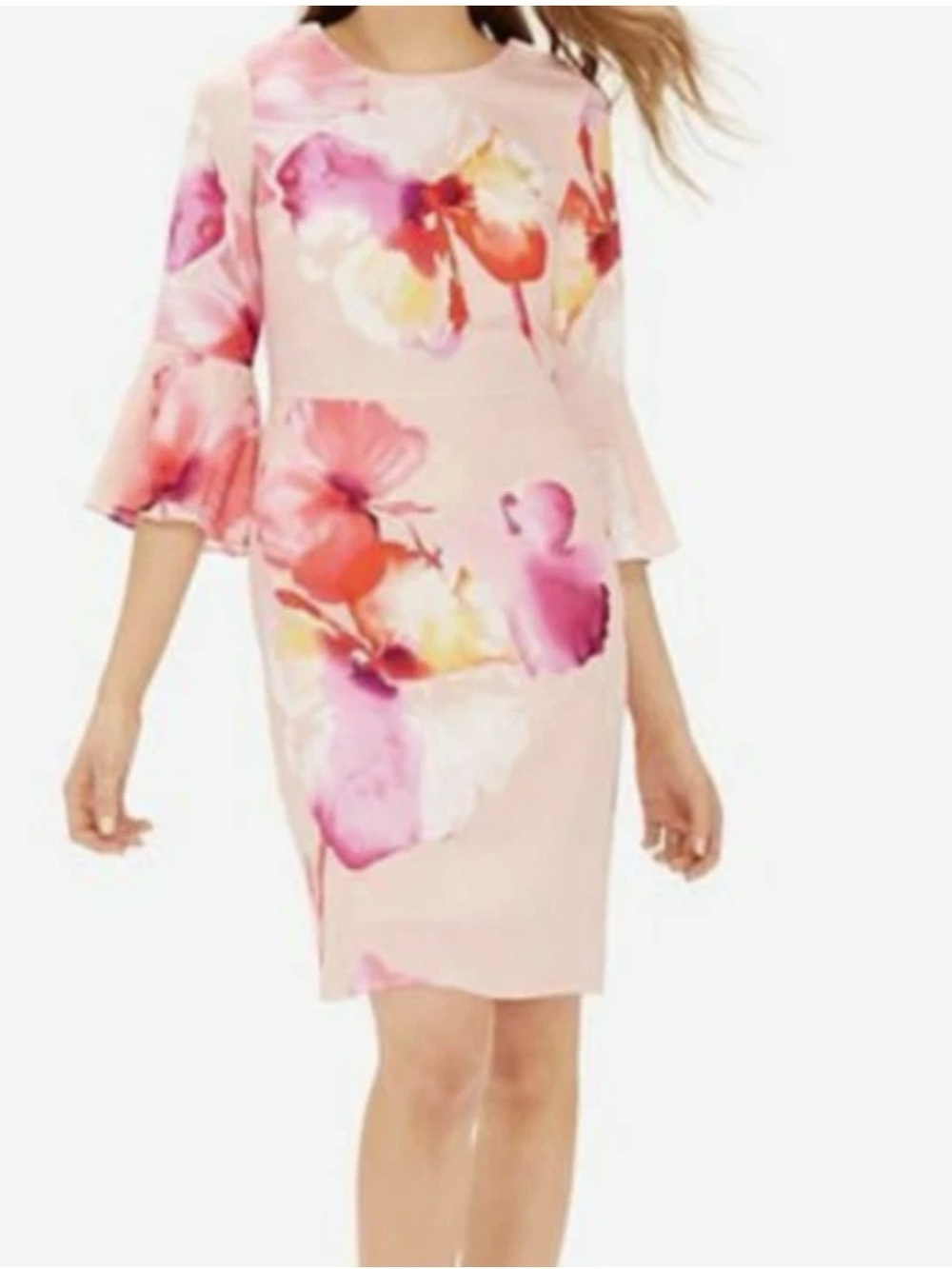 🎊The Limited Blush Pink Floral Mini Dress with Fuchsia & Yellow Accents